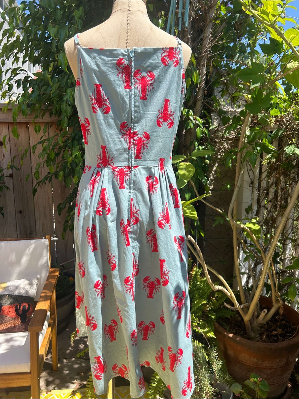 Light Blue Midi Sundress with Red Lobster Print - Picture 3 of 5